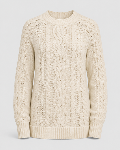 Klassischer Zopfstrick-Pullover – Vorderansicht