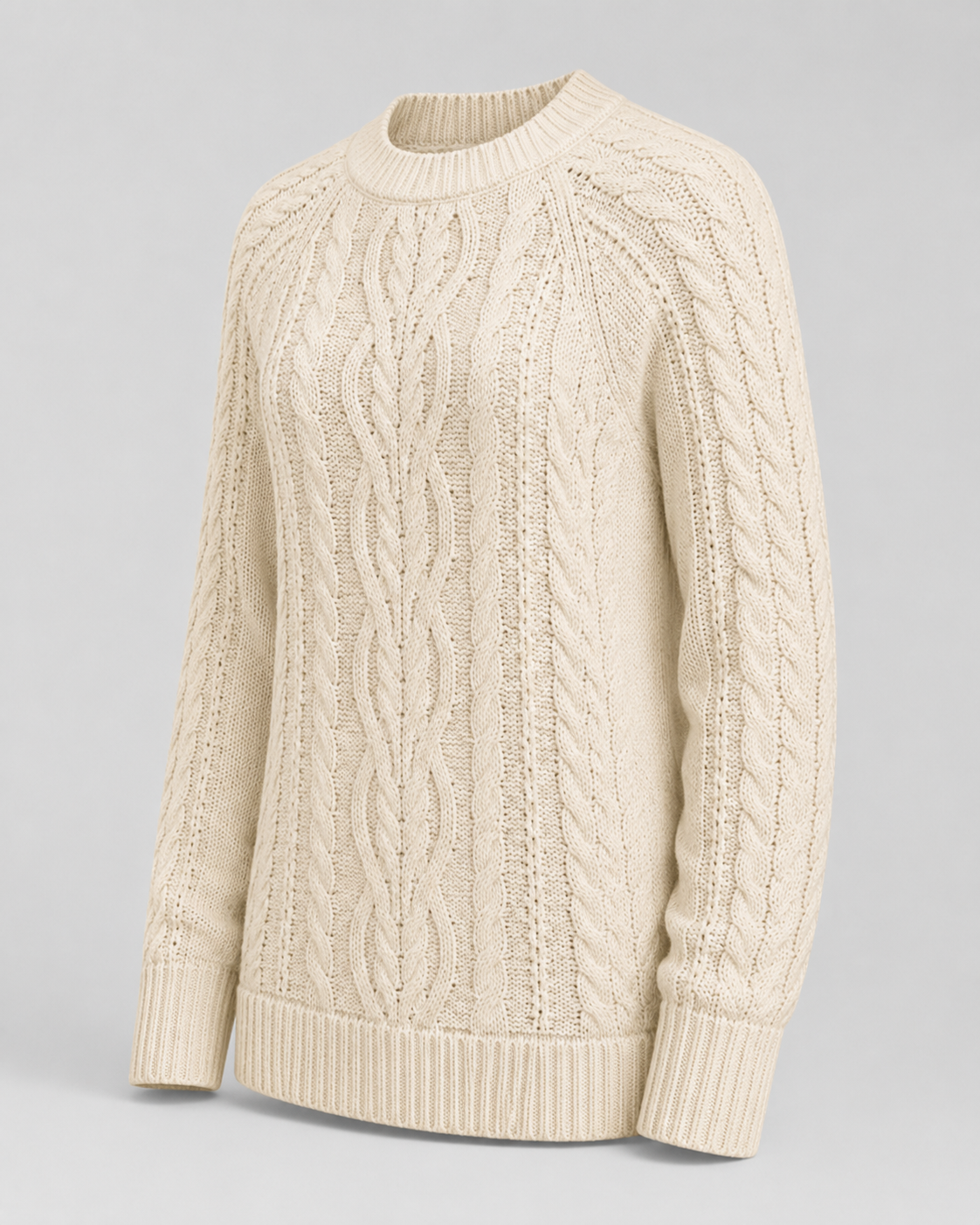 Klassischer Zopfstrick-Pullover – Detailansicht