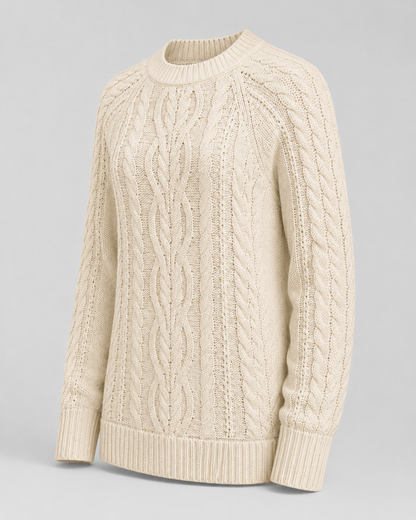 Klassischer Zopfstrick-Pullover – Detailansicht
