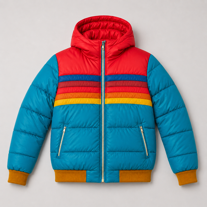 Retro-Steppjacke im Colorblock-Design – Vorderansicht
