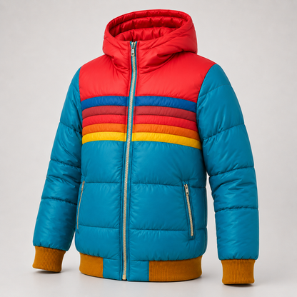 Retro-Steppjacke im Colorblock-Design – Detailansicht