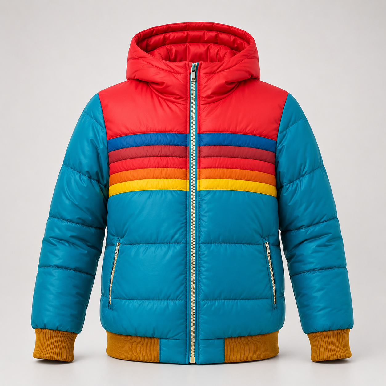 Retro-Steppjacke im Colorblock-Design – Rückansicht