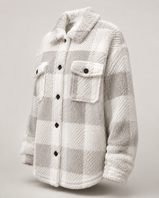Karierte Fleece-Hemdjacke – Vorderansicht