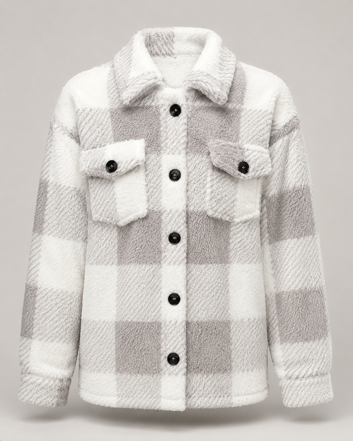 Karierte Fleece-Hemdjacke – Rückansicht
