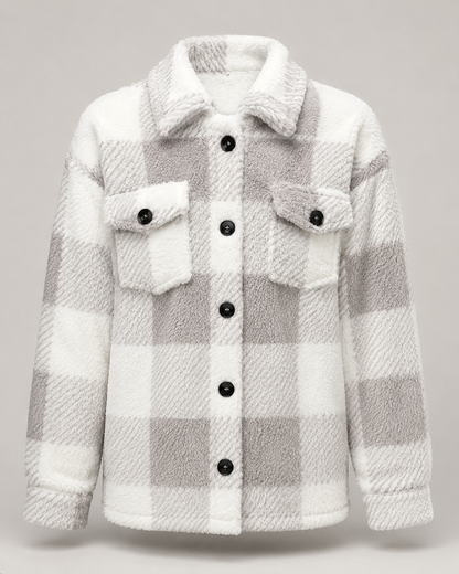 Karierte Fleece-Hemdjacke – Rückansicht