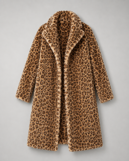 Kunstfellmantel im Leoparden-Look – Vorderansicht