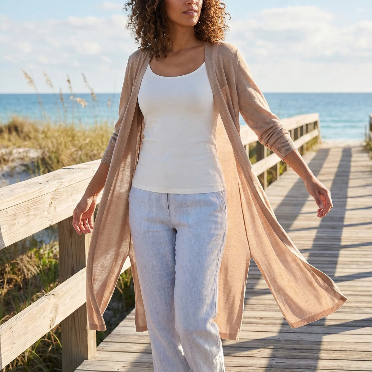 Flowing casual cardigan - Sandy - view 1
