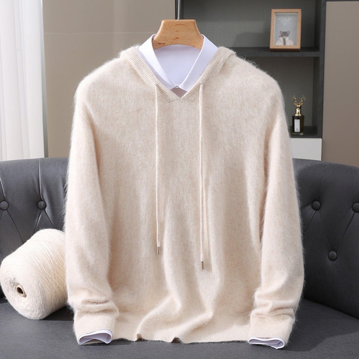 Sebastian | Men's Cashmere Hooded Pullover Knit Sweater - view 3