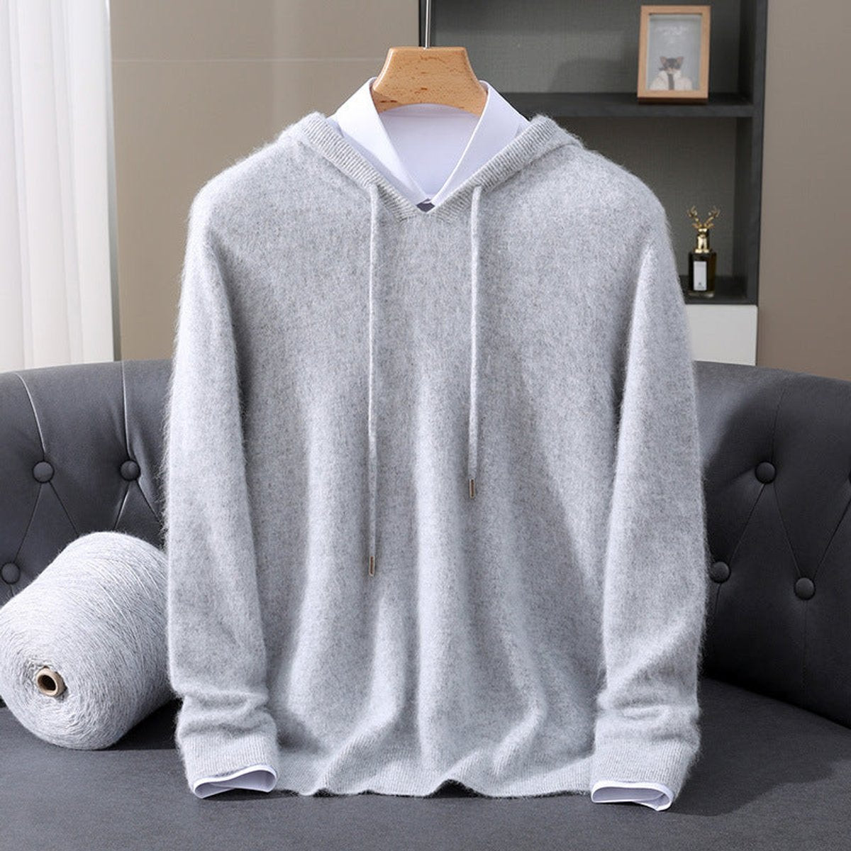 Sebastian | Men's Cashmere Hooded Pullover Knit Sweater - view 4