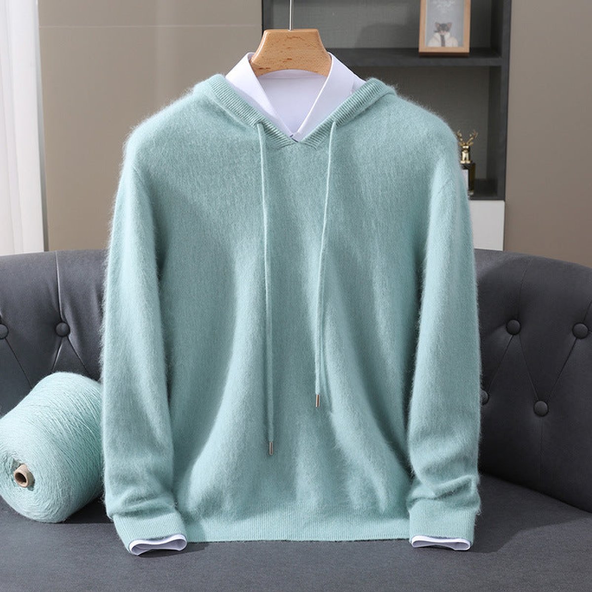 Sebastian | Men's Cashmere Hooded Pullover Knit Sweater - view 5
