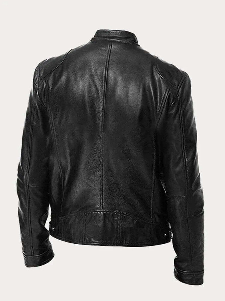 Aiden | Men's Classic Biker-Style Zip-Up Leather Jacket - view 1