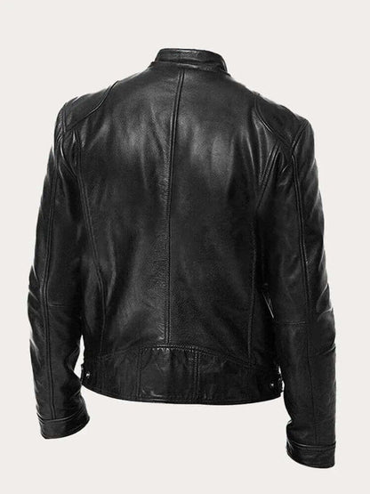 Aiden | Men's Classic Biker-Style Zip-Up Leather Jacket - view 1