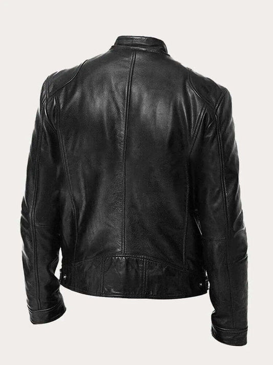 Aiden | Men's Classic Biker-Style Zip-Up Leather Jacket - view 1