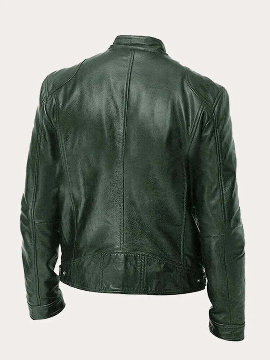 Aiden | Men's Classic Biker-Style Zip-Up Leather Jacket - view 3