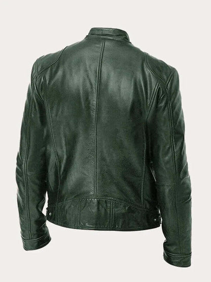 Aiden | Men's Classic Biker-Style Zip-Up Leather Jacket - view 3