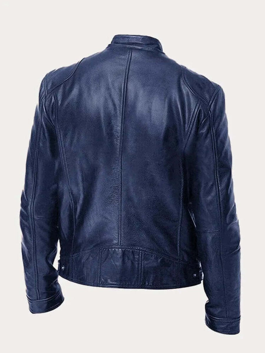 Aiden | Men's Classic Biker-Style Zip-Up Leather Jacket - view 4