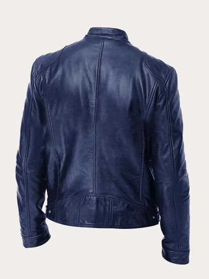 Aiden | Men's Classic Biker-Style Zip-Up Leather Jacket - view 4