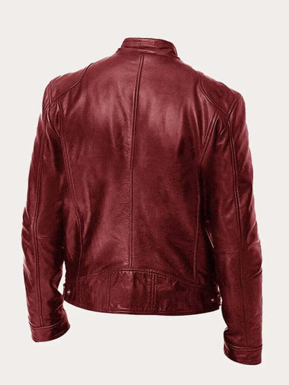 Aiden | Men's Classic Biker-Style Zip-Up Leather Jacket - view 5