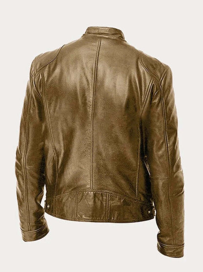 Aiden | Men's Classic Biker-Style Zip-Up Leather Jacket - view 6