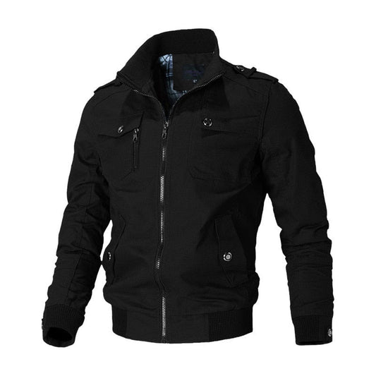 Elijah | Men's Military-Style Zip-Up Bomber Jacket Ribbed Cuff - view 1