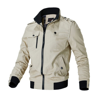 Elijah | Men's Military-Style Zip-Up Bomber Jacket Ribbed Cuff - view 2