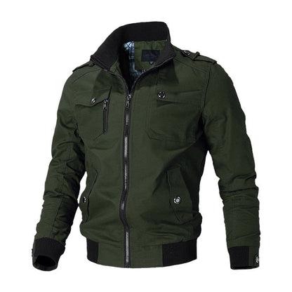 Elijah | Men's Military-Style Zip-Up Bomber Jacket Ribbed Cuff - view 3