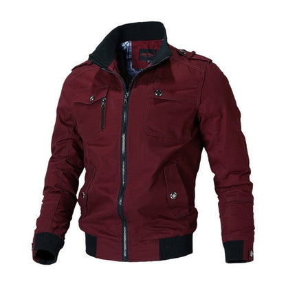 Elijah | Men's Military-Style Zip-Up Bomber Jacket Ribbed Cuff - view 4
