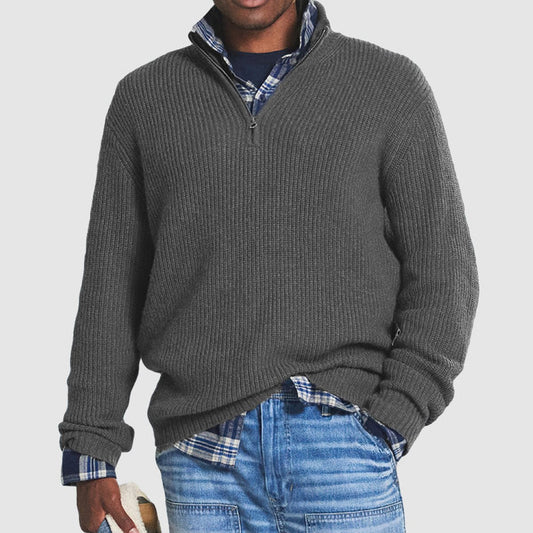 Nathan | Men's Quarter-Zip Ribbed Knit Sweater Business Casual Pullover - view 1
