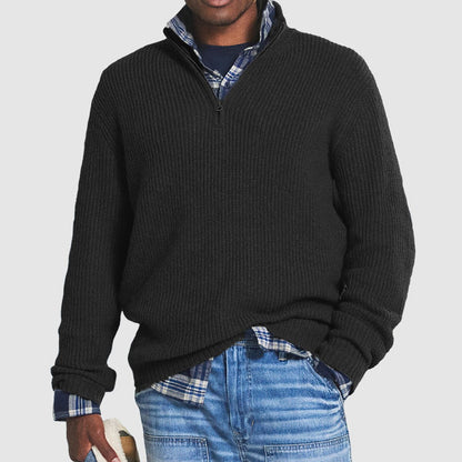 Nathan | Men's Quarter-Zip Ribbed Knit Sweater Business Casual Pullover - view 2