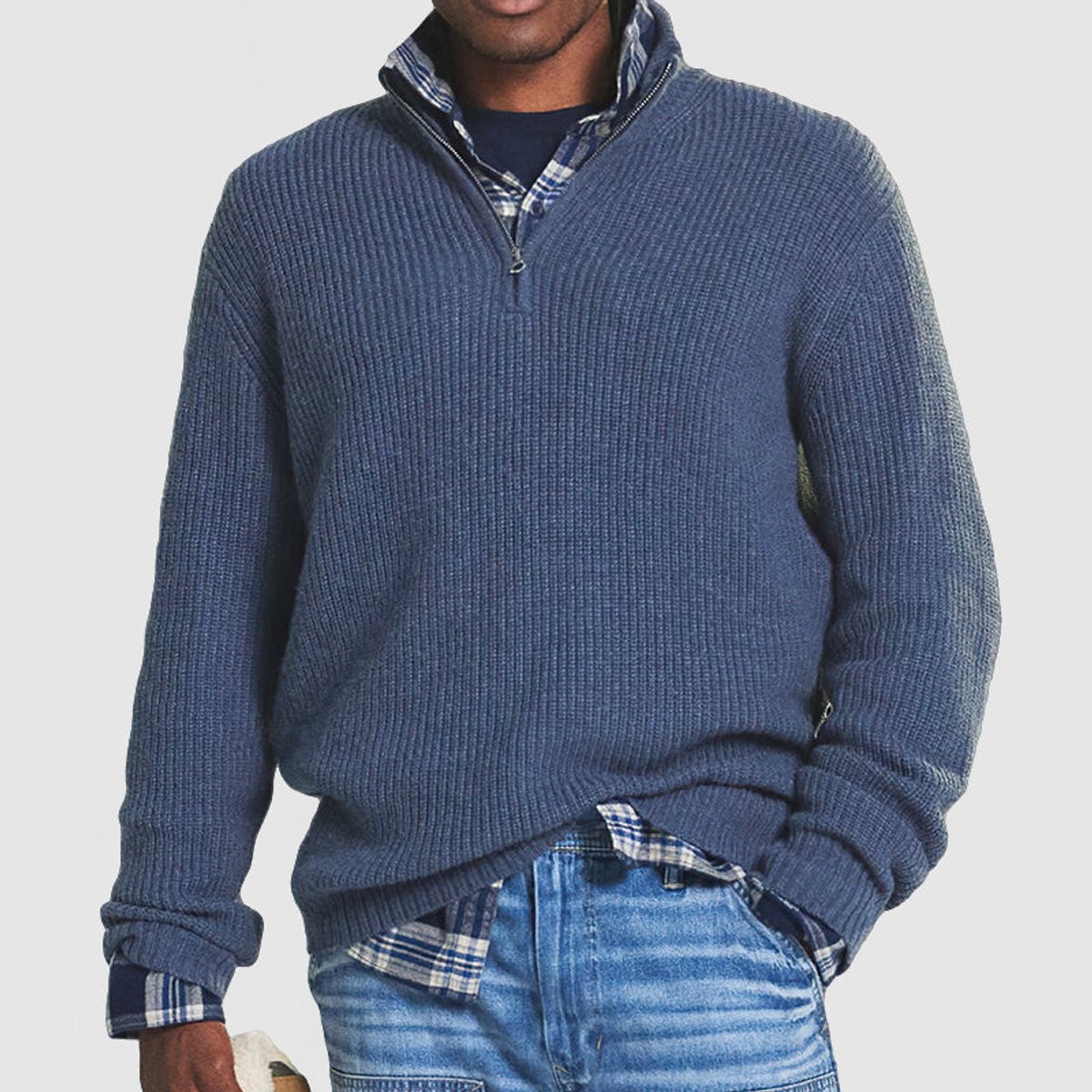 Nathan | Men's Quarter-Zip Ribbed Knit Sweater Business Casual Pullover - view 3