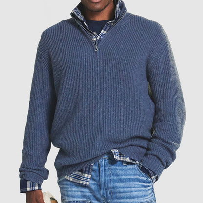 Nathan | Men's Quarter-Zip Ribbed Knit Sweater Business Casual Pullover - view 3