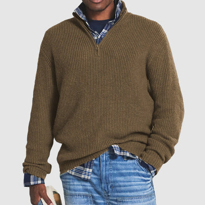 Nathan | Men's Quarter-Zip Ribbed Knit Sweater Business Casual Pullover - view 4