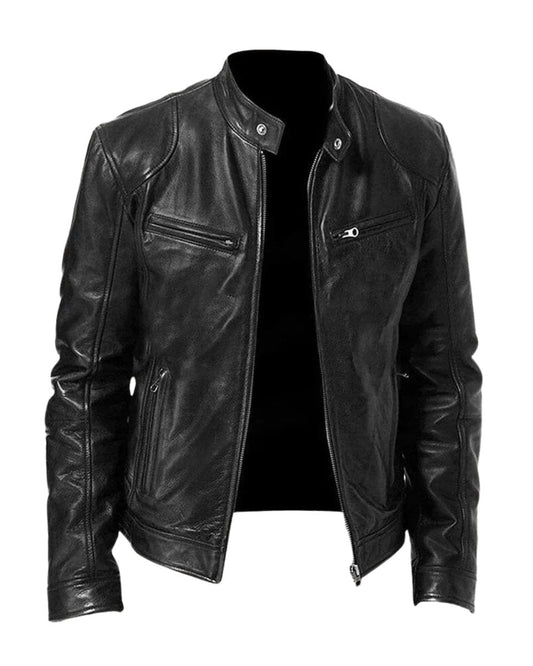 Henry | Men's Slim-Fit Moto Leather Mens Quilted Jacket Stand Collar - view 1