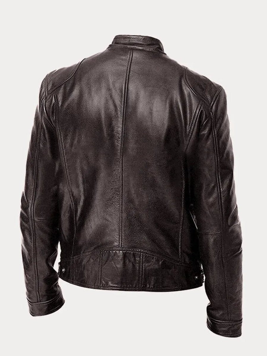 Henry | Men's Slim-Fit Moto Leather Mens Quilted Jacket Stand Collar - view 3