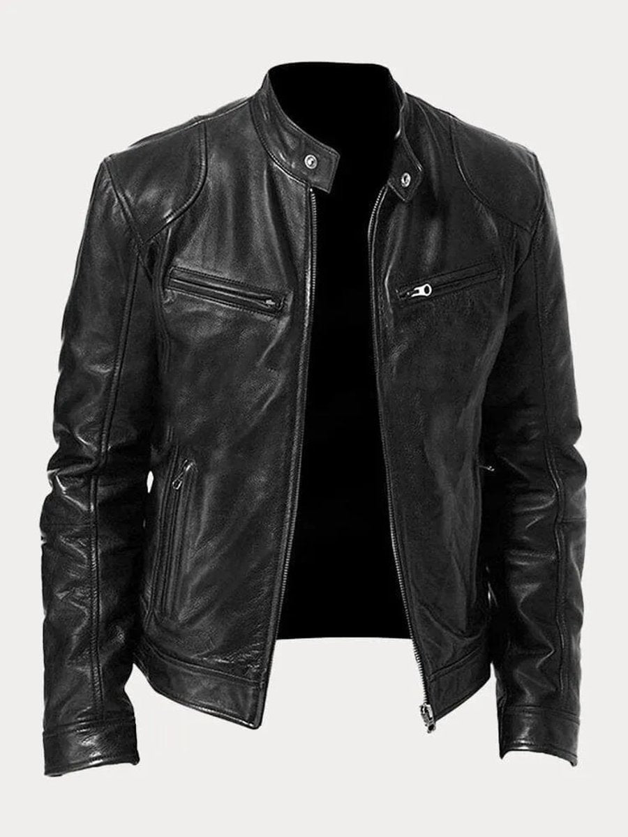 Henry | Men's Slim-Fit Moto Leather Mens Quilted Jacket Stand Collar - view 4