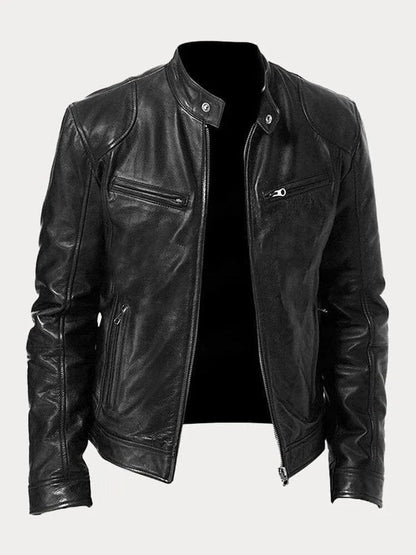 Henry | Men's Slim-Fit Moto Leather Mens Quilted Jacket Stand Collar - view 4