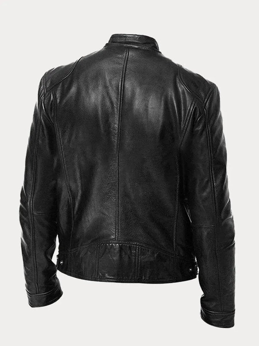 Henry | Men's Slim-Fit Moto Leather Mens Quilted Jacket Stand Collar - view 5