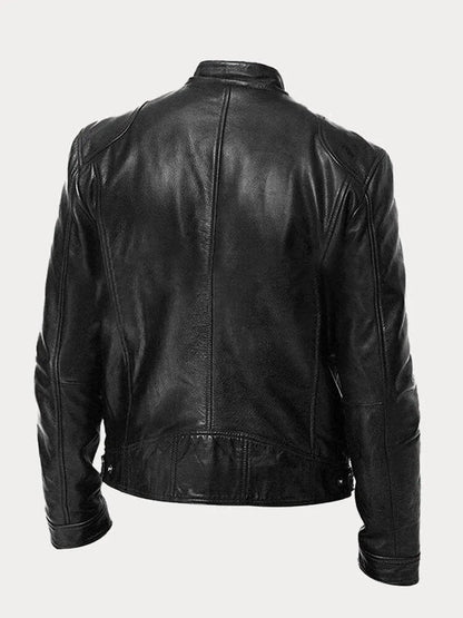 Henry | Men's Slim-Fit Moto Leather Mens Quilted Jacket Stand Collar - view 5