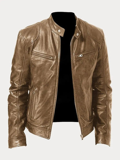 Henry | Men's Slim-Fit Moto Leather Mens Quilted Jacket Stand Collar - view 6