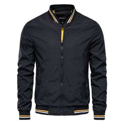 Ethan | Men's Solid Zip-Up Bomber Jacket Ribbed Collar Cuffs - view 1