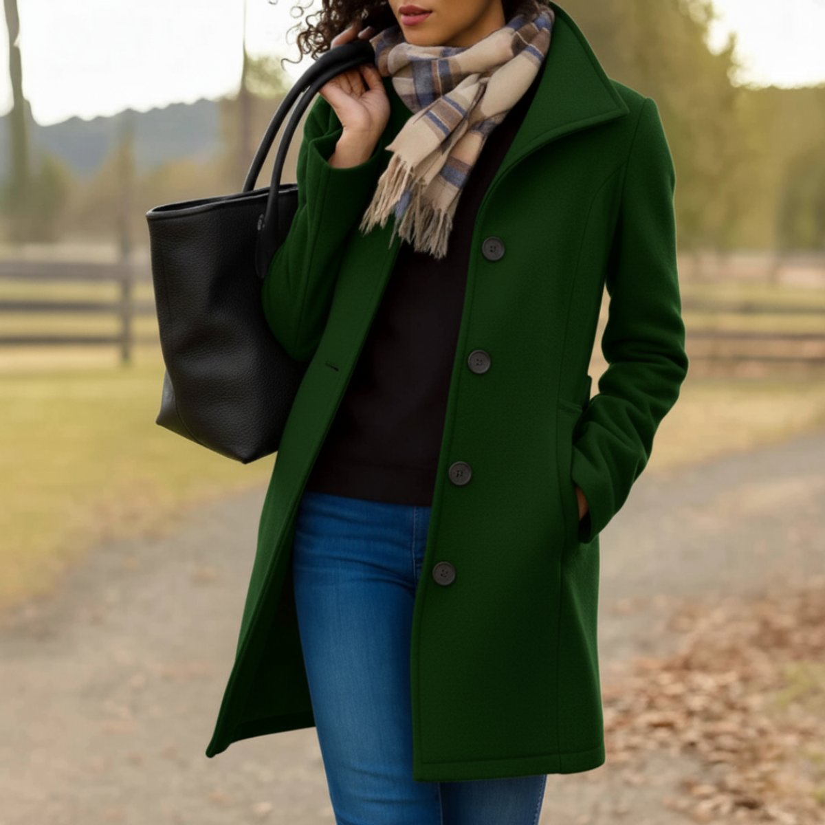 Emma | Women's Classic Mid-Length Single-Breasted Wool-Blend Coat - view 1