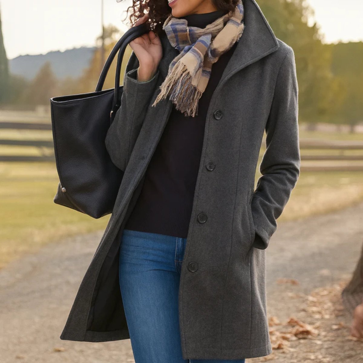 Emma | Women's Classic Mid-Length Single-Breasted Wool-Blend Coat - view 2