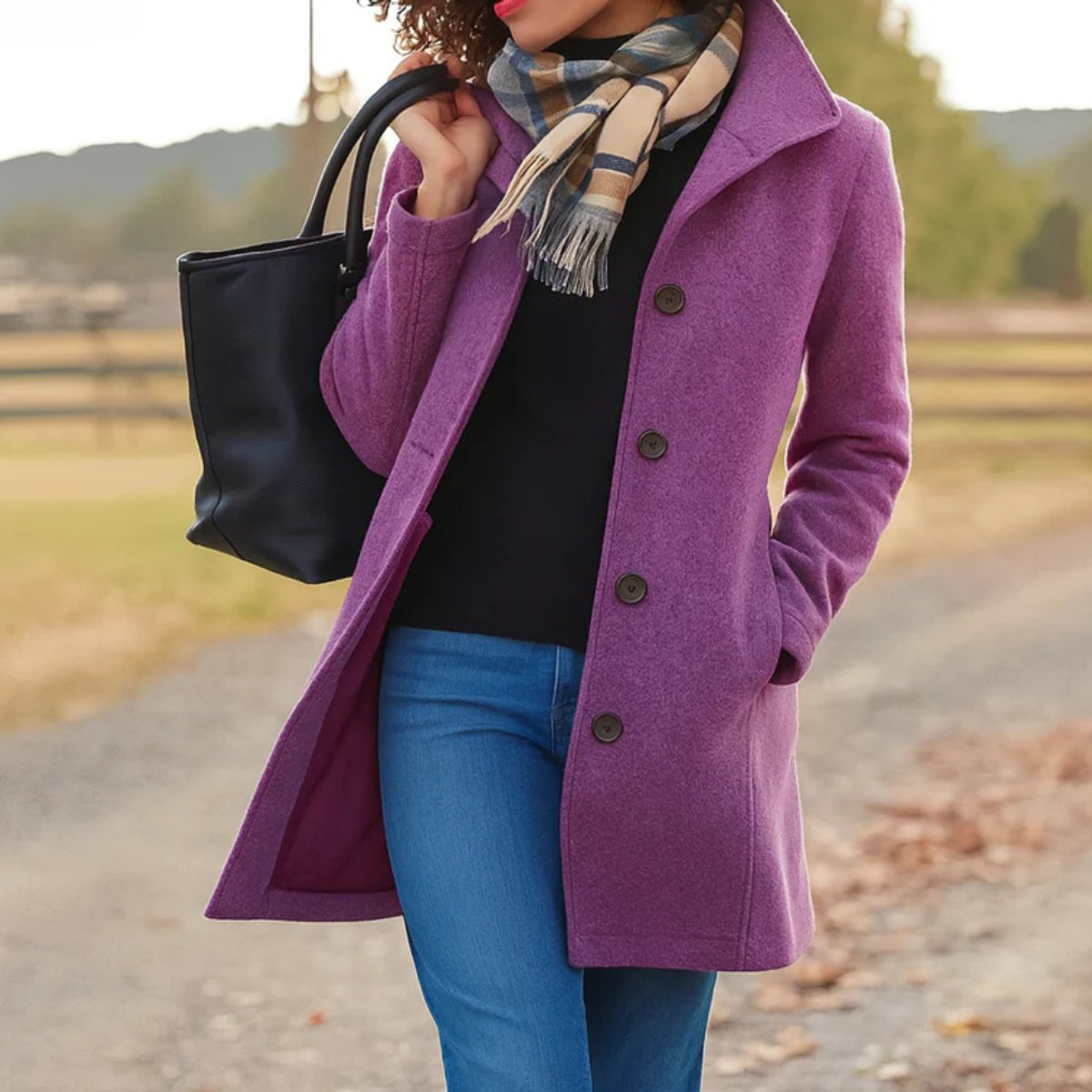 Emma | Women's Classic Mid-Length Single-Breasted Wool-Blend Coat - view 4