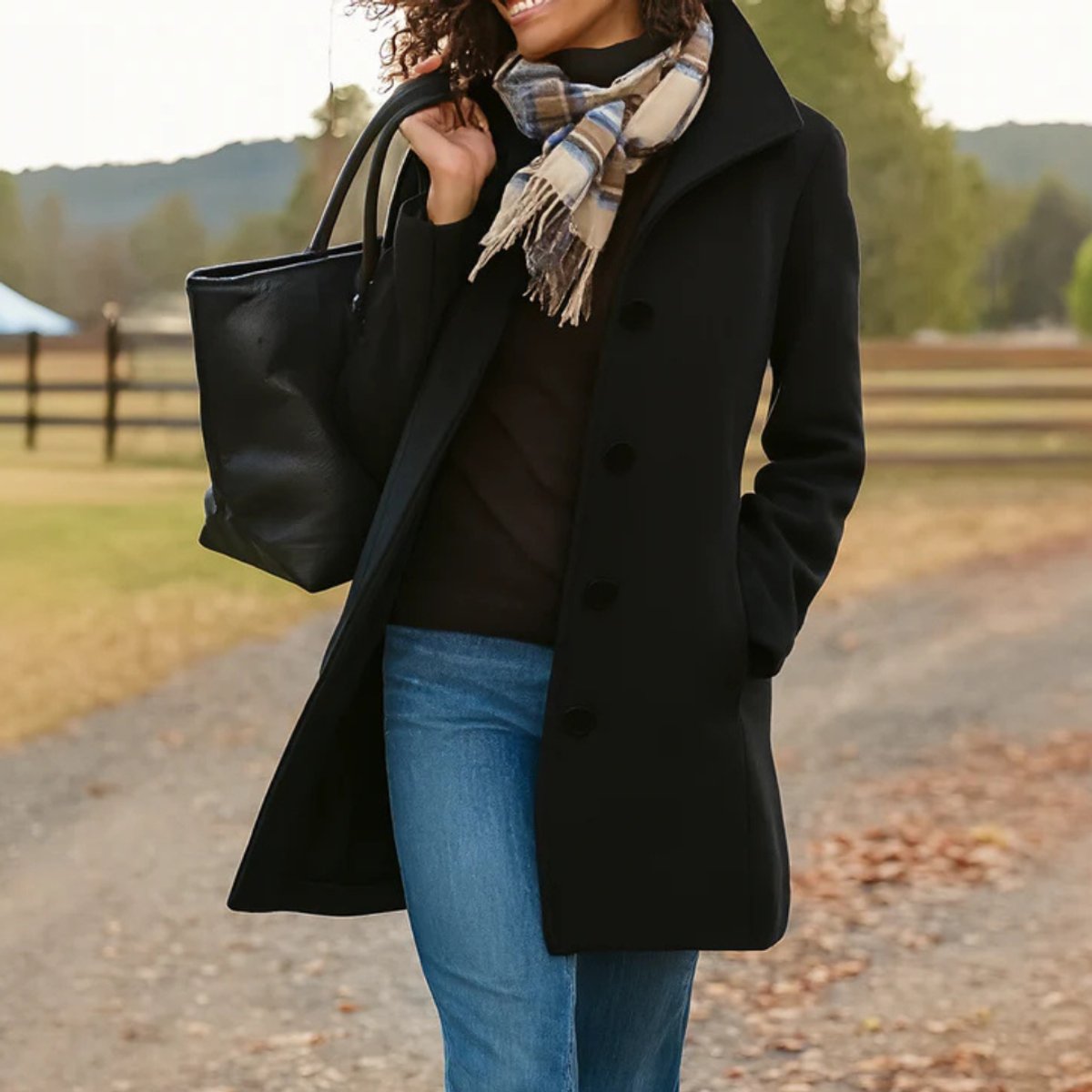 Emma | Women's Classic Mid-Length Single-Breasted Wool-Blend Coat - view 5