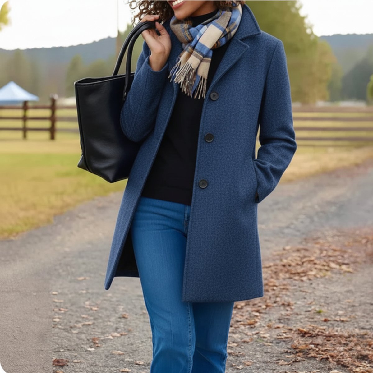 Emma | Women's Classic Mid-Length Single-Breasted Wool-Blend Coat - view 6