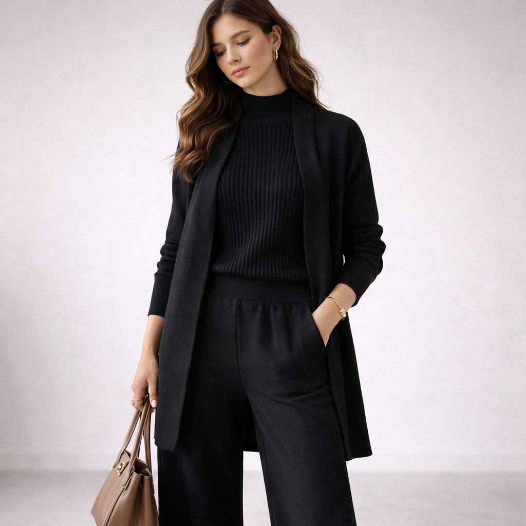 Emma | Women's Elegant Three-Piece Knit Lounge Set Evening Gown Cardigan - view 3