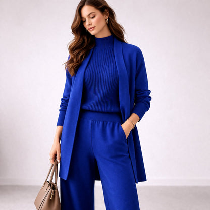 Emma | Women's Elegant Three-Piece Knit Lounge Set Evening Gown Cardigan - view 4