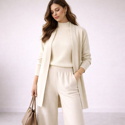Emma | Women's Elegant Three-Piece Knit Lounge Set Evening Gown Cardigan - view 5