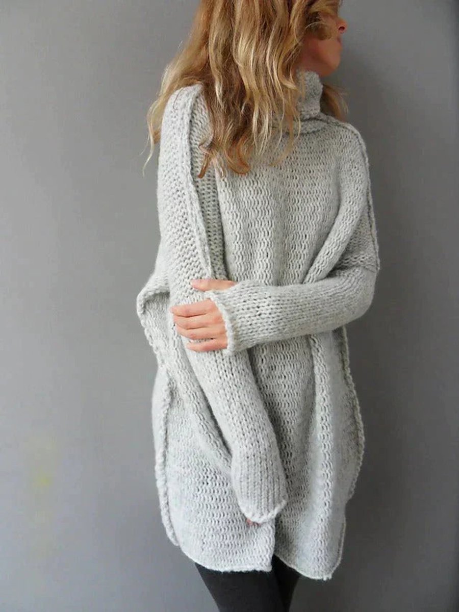 Olivia | Women's Oversized Chunky Knit Turtleneck Sweater - view 2