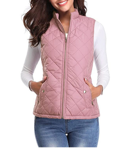 Charlotte | Women's Quilted Zip-Up Lightweight Puffer Vest Stand Collar - view 1